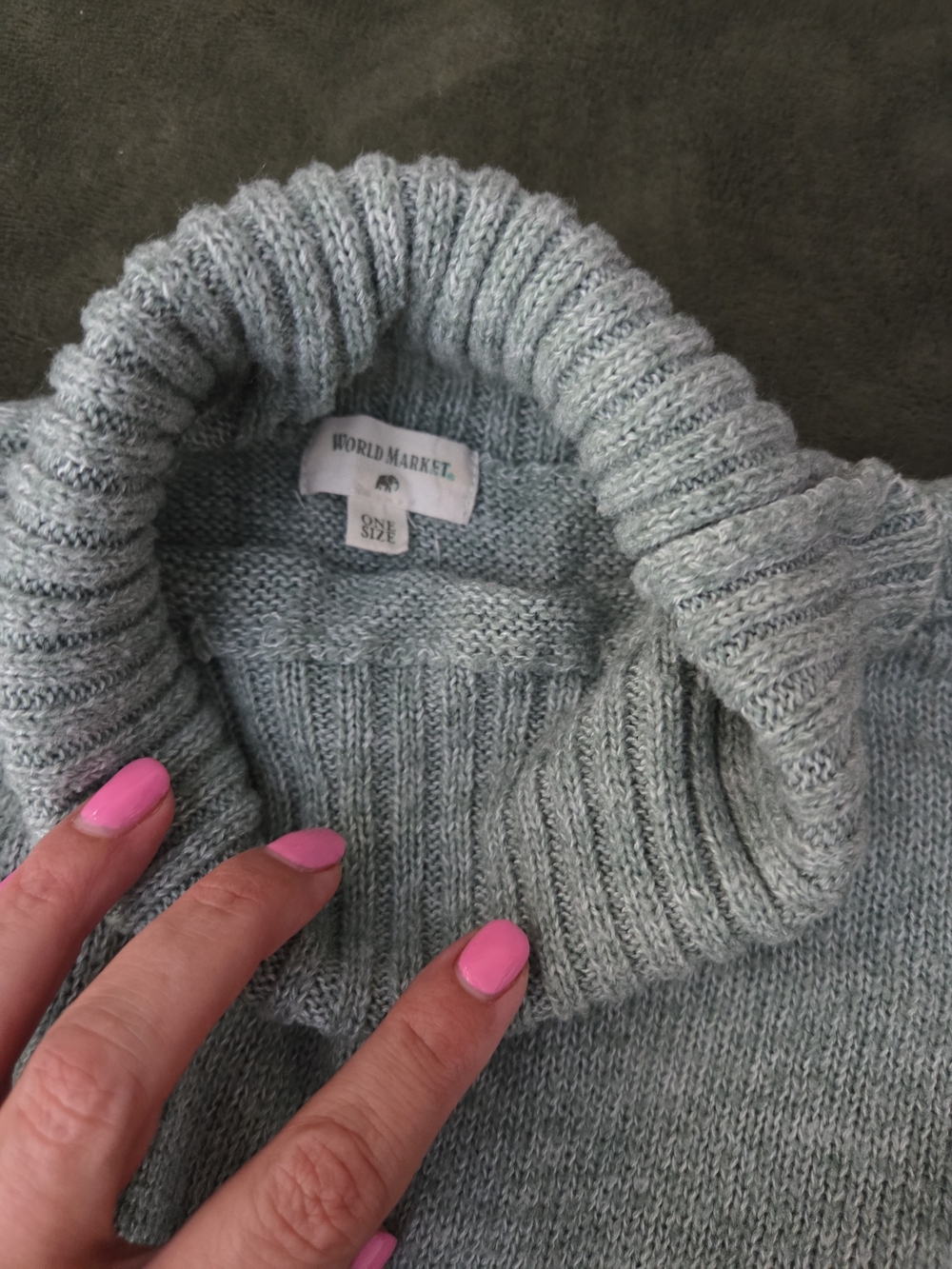 Cost Plus World Market Women's Heather Light Gray Turtleneck Sweater